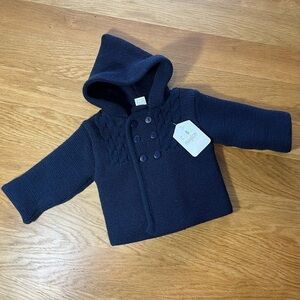 NWT Cubo Magico Baby 6M Navy Knit Hooded Cardigan Jacket Unisex